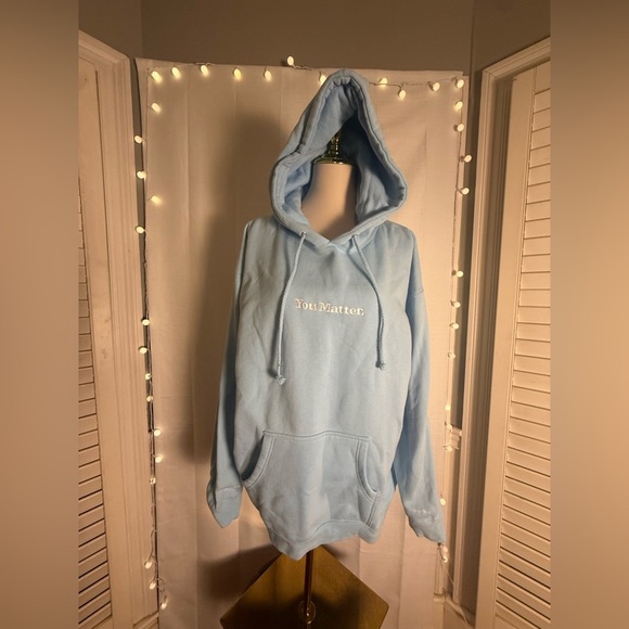 You Matter Unisex Hoodie XL Blue Motivational Graphic “But I Know I’m Strong” - Picture 10 of 10